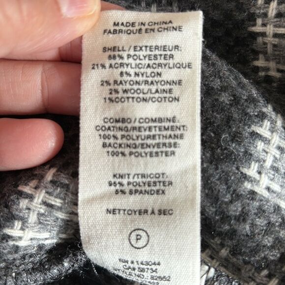 NWT Avec Les Filles Black & Grey Plaid Cropped Bomber Jacket - Picture 13 of 15